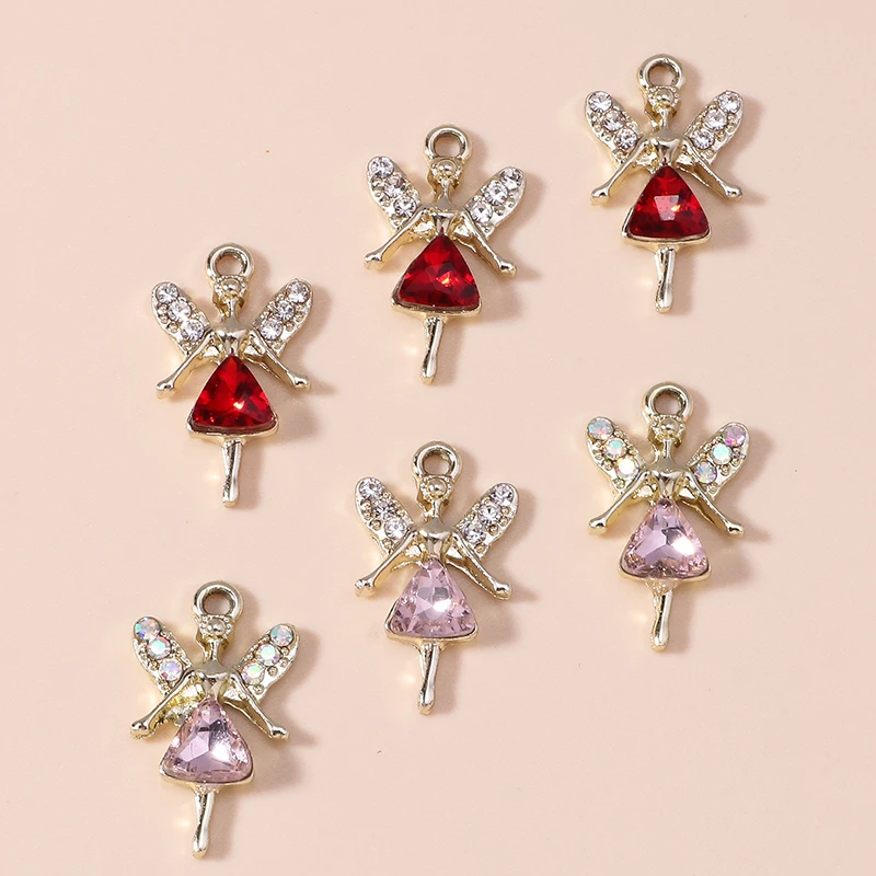 10pcs Exquisite Crystal Fairy Charms for DIY Jewelry Making Accessories Angel Charms Pendants for Necklace Earrings Making