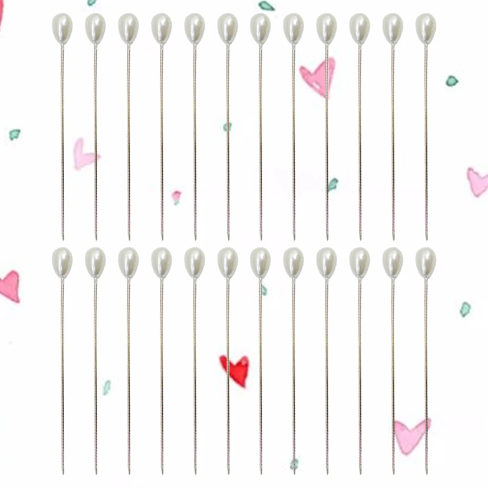 

100Pcs Pearl Decor Round Ball Wedding Bridal Bouquet Pins for Crafting Sewing Projects Corsages Pins Floral Bouquet Pin