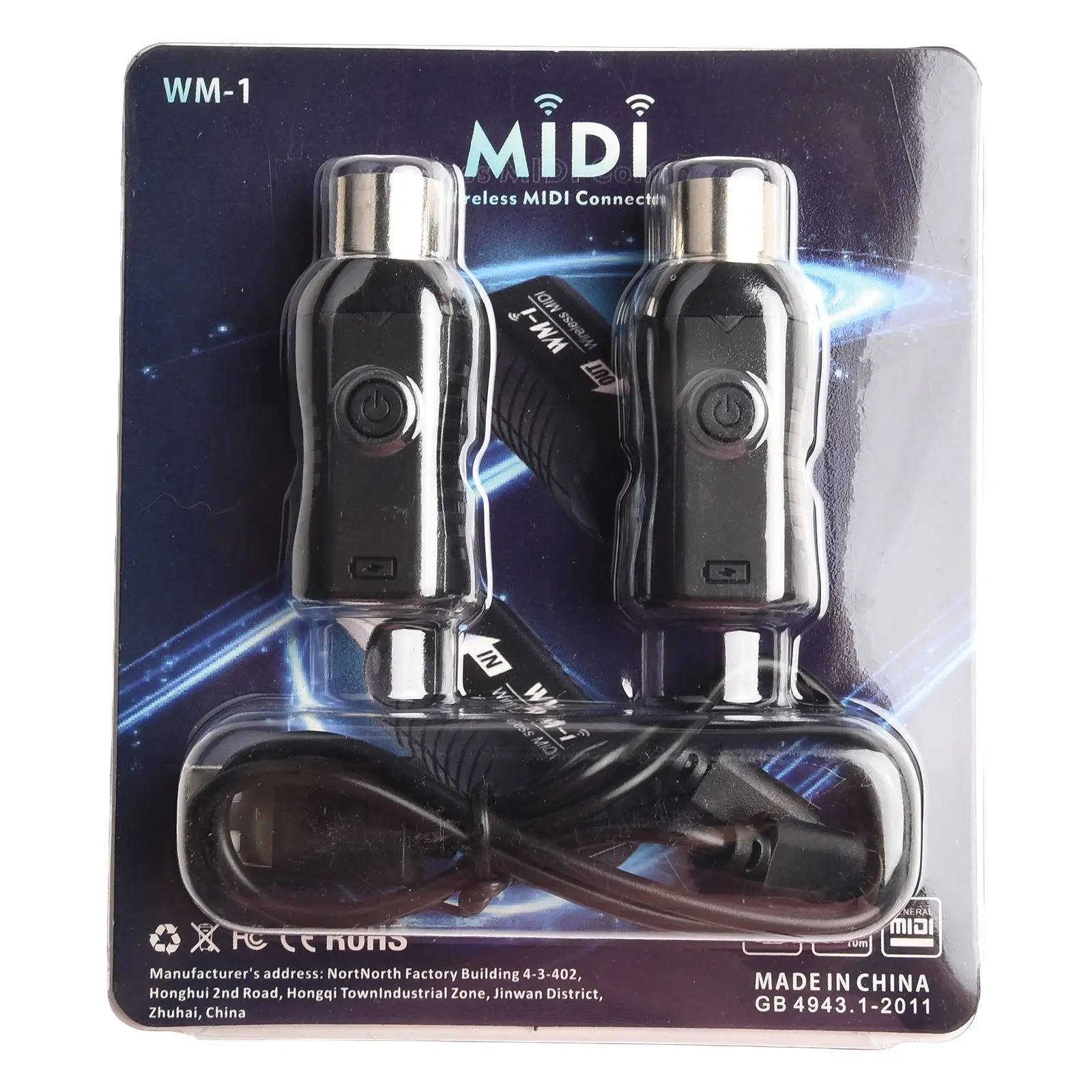 24 L X18 W x50 H mm MIDI Wireless Adapter Stable Transmission Effective Distance 10 Meters Rechargeable MIDI Battery