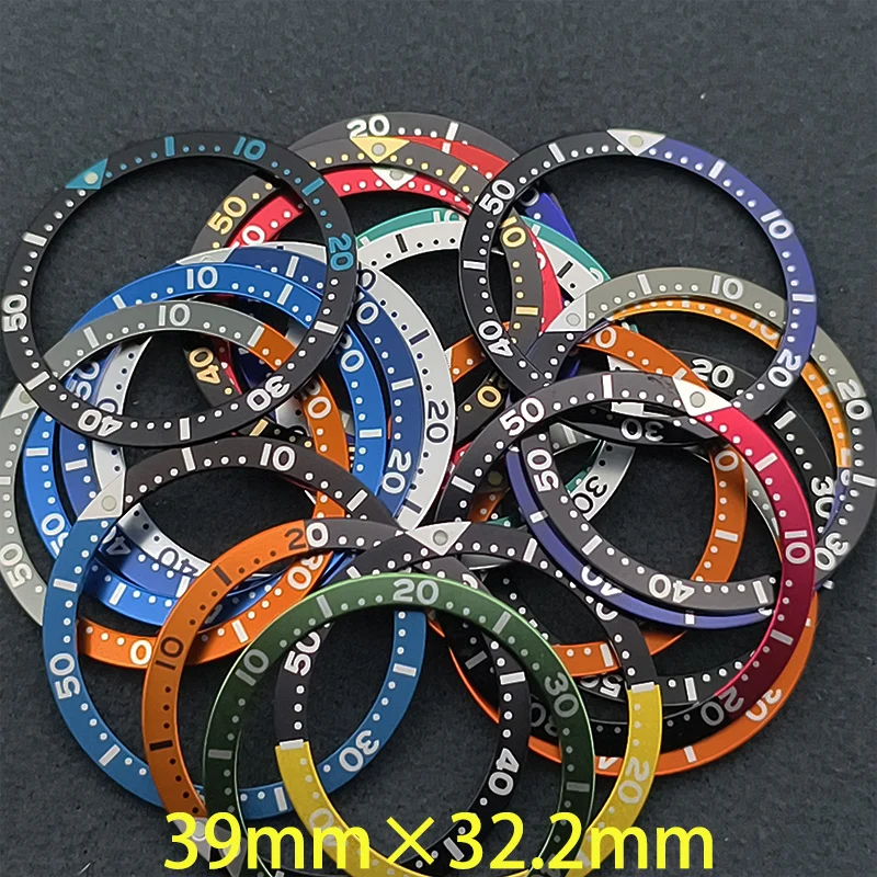 Customized 39mm Flat Aluminum Bezel Insert For SKX 6105 6309 Turtle Watch Case NH35 NH36 Case Watch Bezel Ring Refit Part