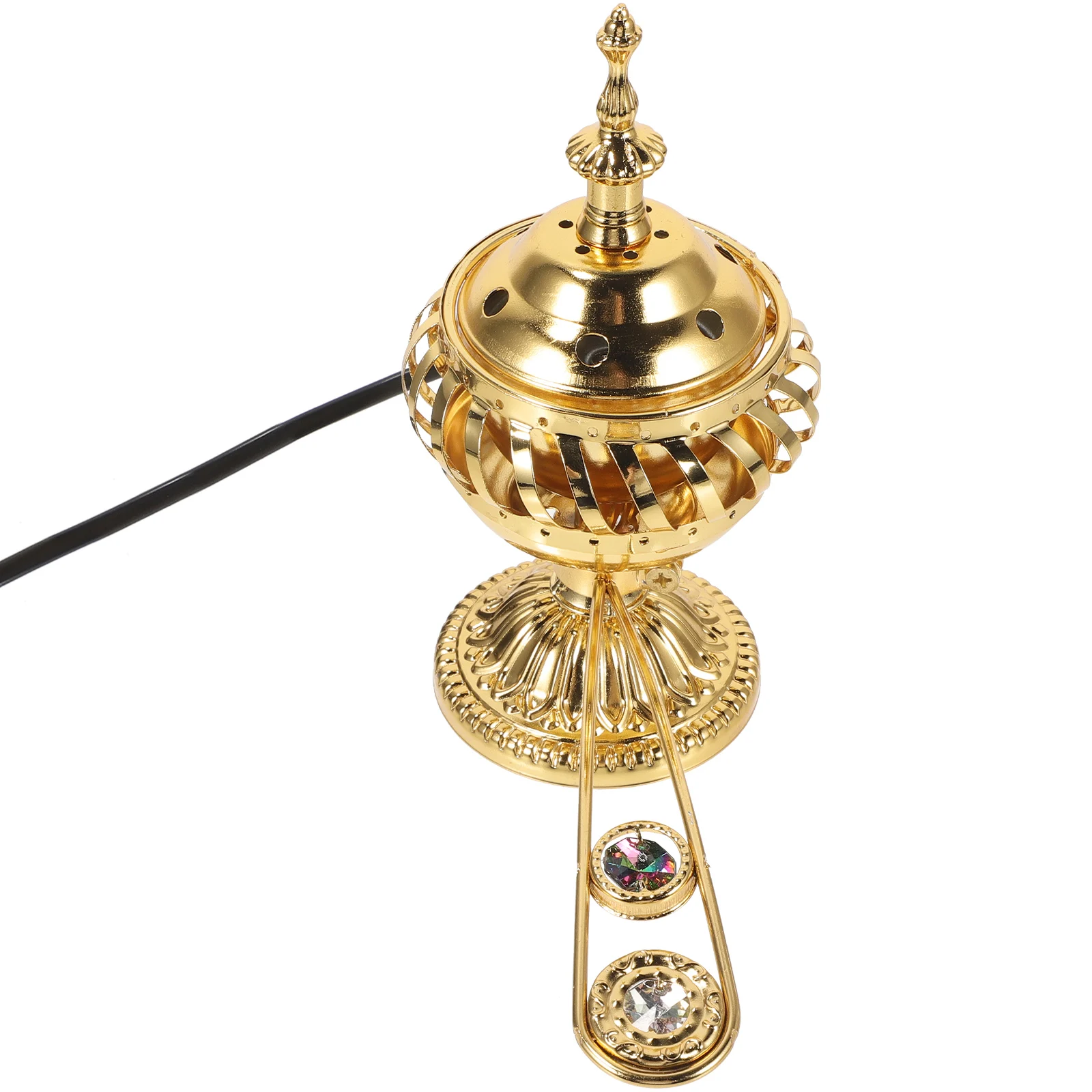 

Electronic Incense Burner Metal Censer Holder Aroma Plug In Gold Use Retro Style Decorative