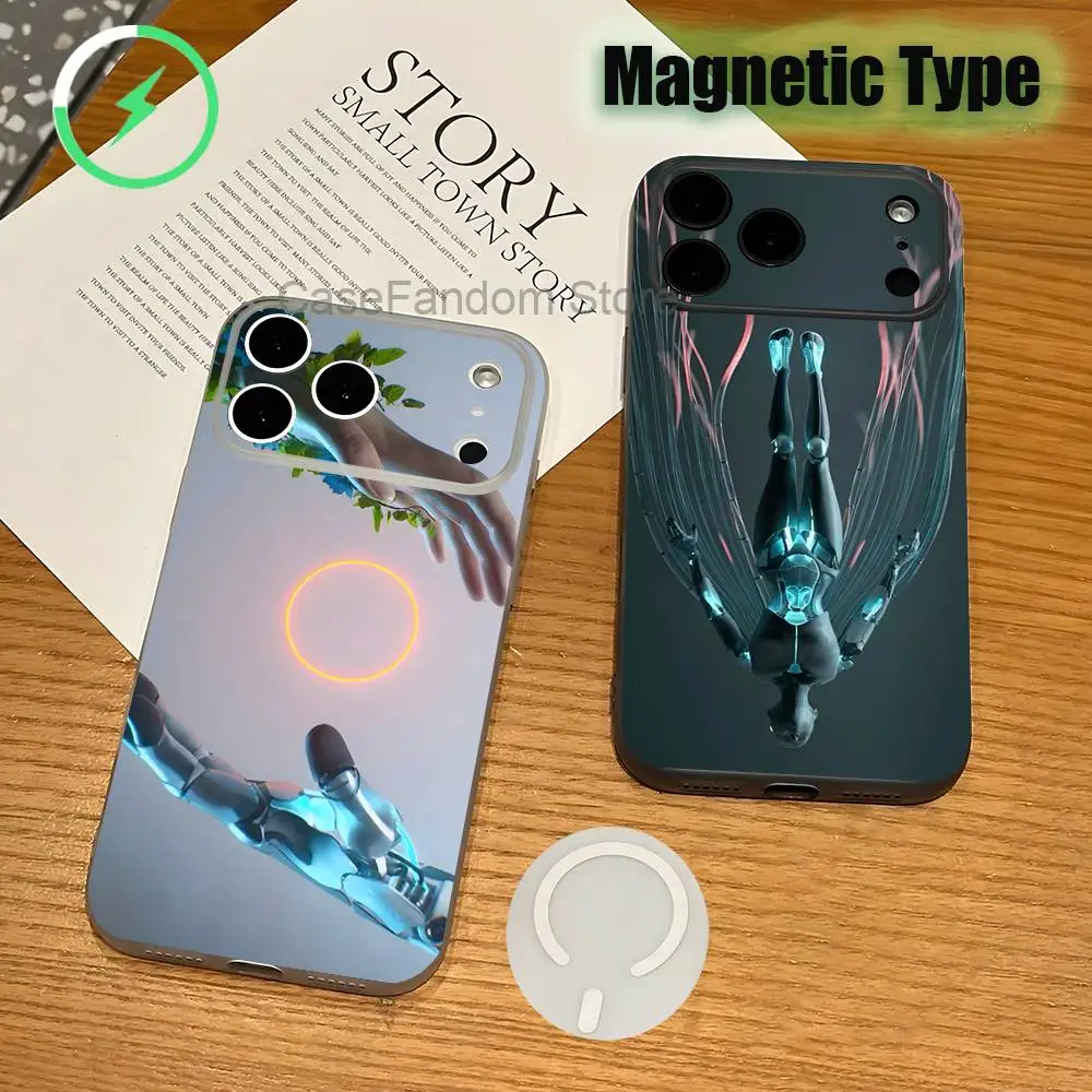 

A-AnymaS Afterlife Transparent White Phone Case For iPhone 17,16,15,14,13,12,11,Pro,Max,Plus Magnetic Wireless Charging