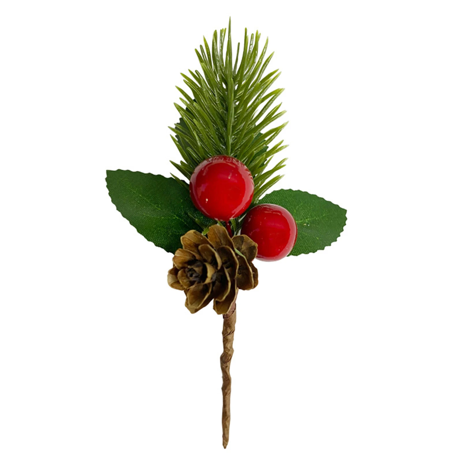 

20PCS Christmas Pine Needle And Fruit Branch Home Floral Decor Ornament PVC DIY Simulation Flowers Party Supplies