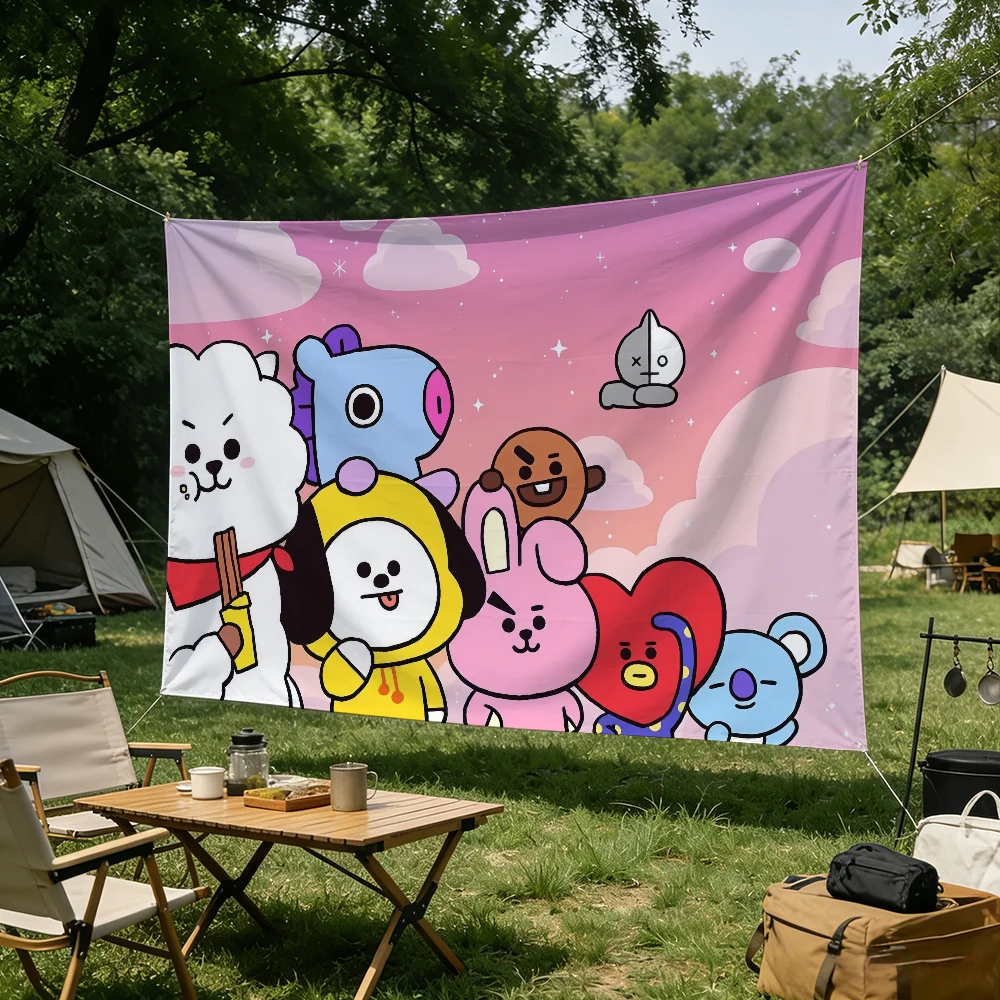 Cartoon-Flagge für Wohnzimmer, Zuhause, Wohnheim, Dekoration, Wand, Outdoor, Camping, Party, B-BT21S-S, niedliches Banner, Geschenke – Detail 7