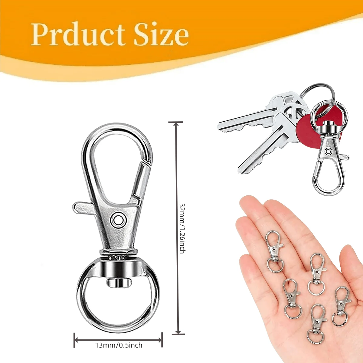 20Pcs Key Chain Clip Hooks Swivel Clasps Lanyard Snap Hook Lobster Claw Clasp for Keychain DIY Jewelry Crafts (32mm)