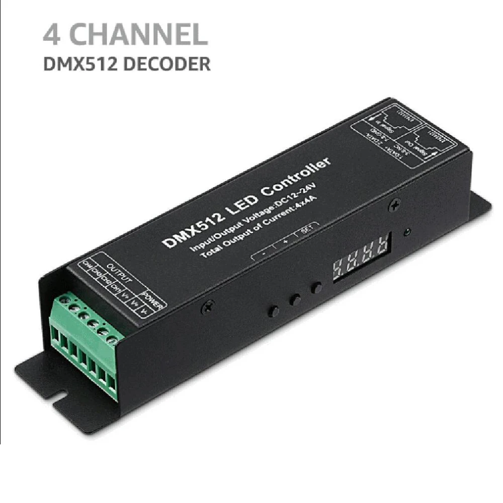 

3/4CH DC12-24V RGB RGBW DMX 512 Decoder led controller, RGBW LED DMX512 decoder 4 Channel * 4A