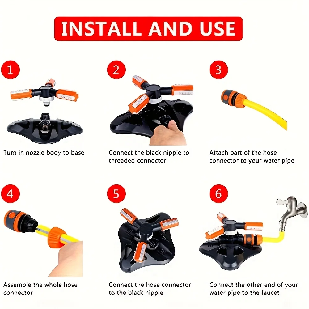 نظام الرشات من السلسلة، الرش ثلاثي الاتجاهات، مجموعة الرشات الدوارة الأوتوماتيكية 360 درجة لري الشتلات #2