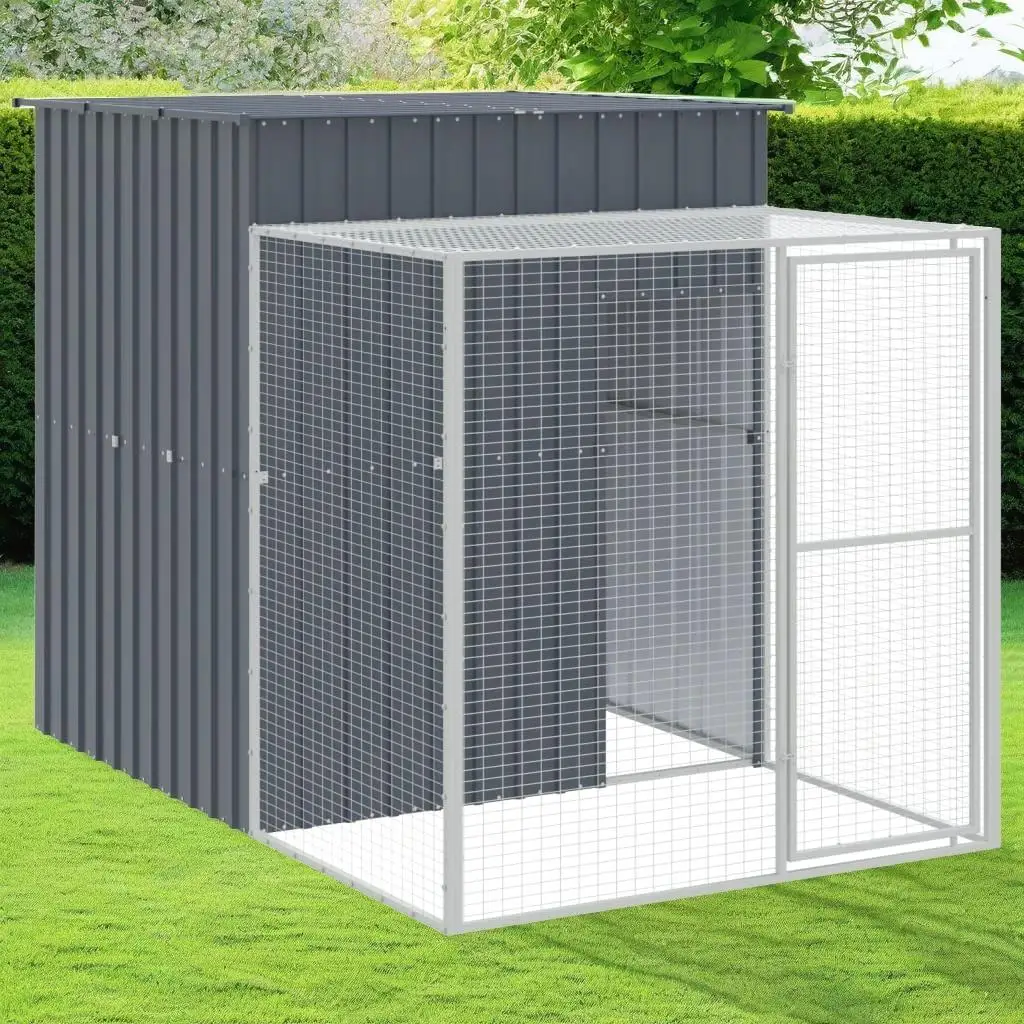 Galvanized Steel Chicken Cage with Run - Anthracite, 65x98.8x71.3 cm, Durable Poultry Shelter