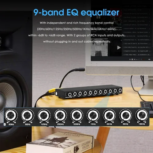 Imagen 2 del producto Douk Audio HiFi EQ9 preamplificador EQ estéreo de 9 bandas preamplificador analógico ecualizador procesador de Audio para hogar/coche