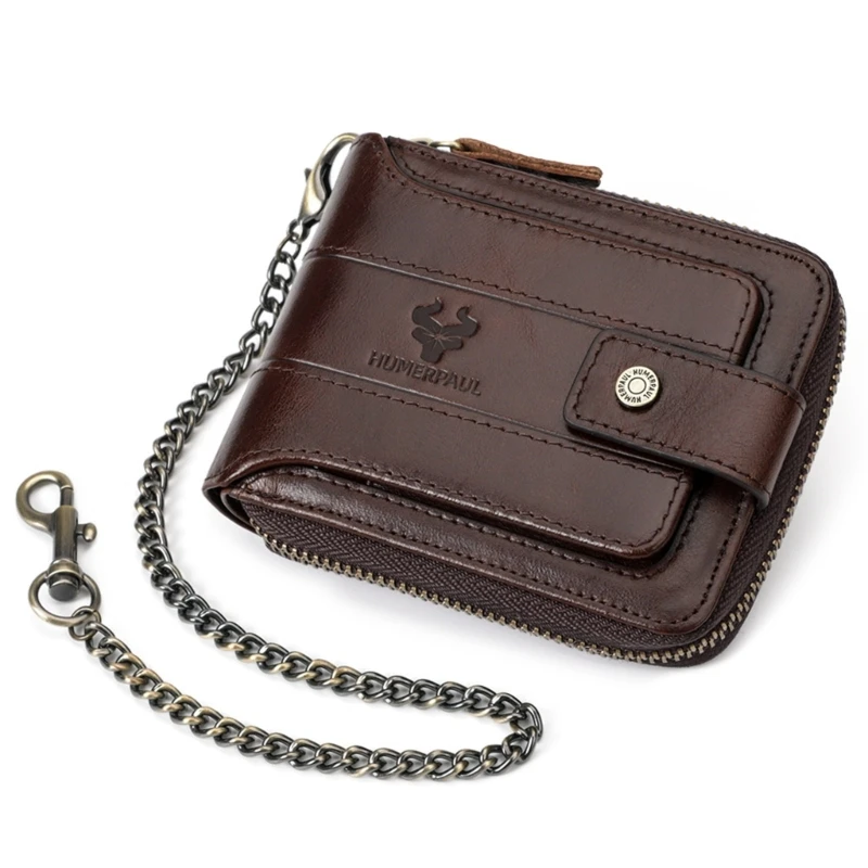 Cartera compacta para hombre con monedero con cremallera, monedero elegante y funcional, bolsillos para cambio