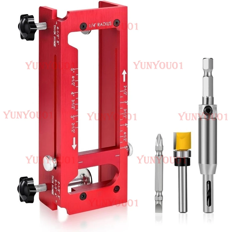 

AAAAA New Aluminum Hinged Door Lock Hole Positioner, Door Hinge Mounting Kit/Mortiser Template