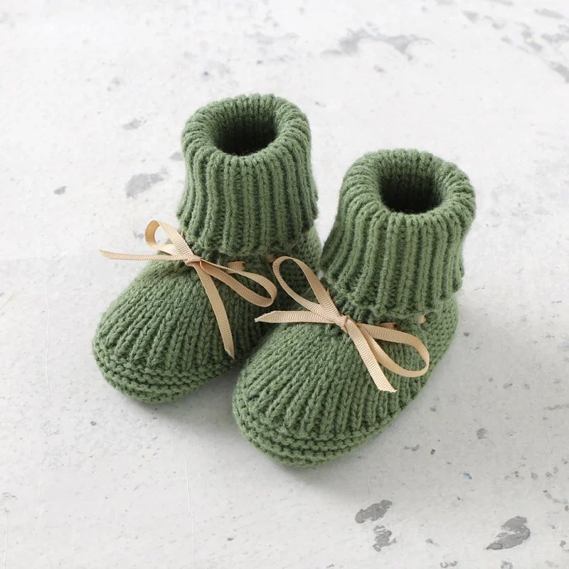 Newborn Baby Romper Gloves Shoes Set Knitted Infant Girl Long Sleeve Jumpsuit +Boots +Mitten Solid Toddler Boys Clothing Hat 4PC