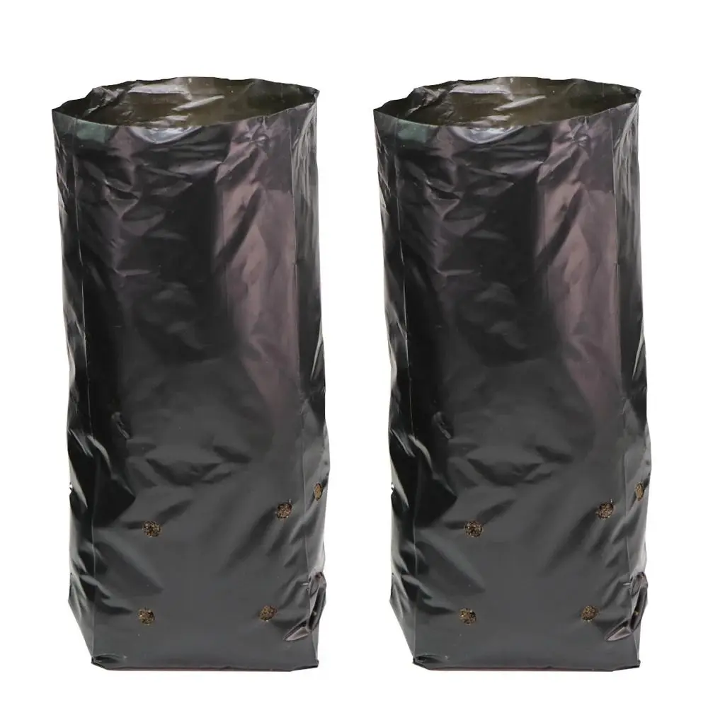 100Pcs Nursery Plants Cultivation Pot Planting Bag PE Plastic Thicken Plant Growth Bag with Breathable Hole Black Seedling Bag
