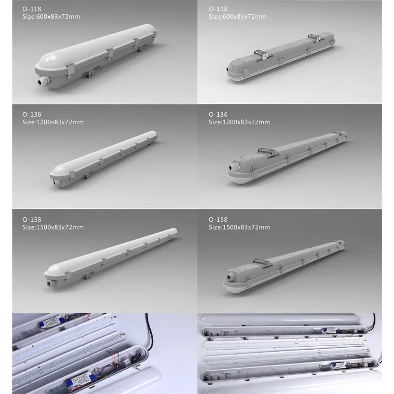 IP65 PC Housing T8 LED Tri‑proof Light 1200mm 36W 40W Waterproof Dustproof Linear Vapor Tight Lamp for Warehouse Workshop