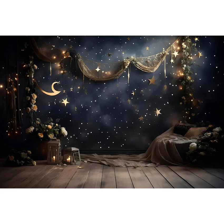 Mehofond Baby Shower Backdrop Night Sky Moon Bear Twinkle Twinkle Little Star Decor Background for Photography Photo Studio