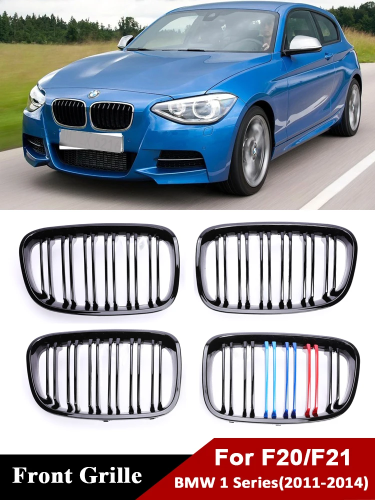 Under Bumper Kidney Gloss Black Grille For BMW 1 Series F20 F21 2011-2014 Facelift M Style Grill 116i 118i 120i 125i Accessories