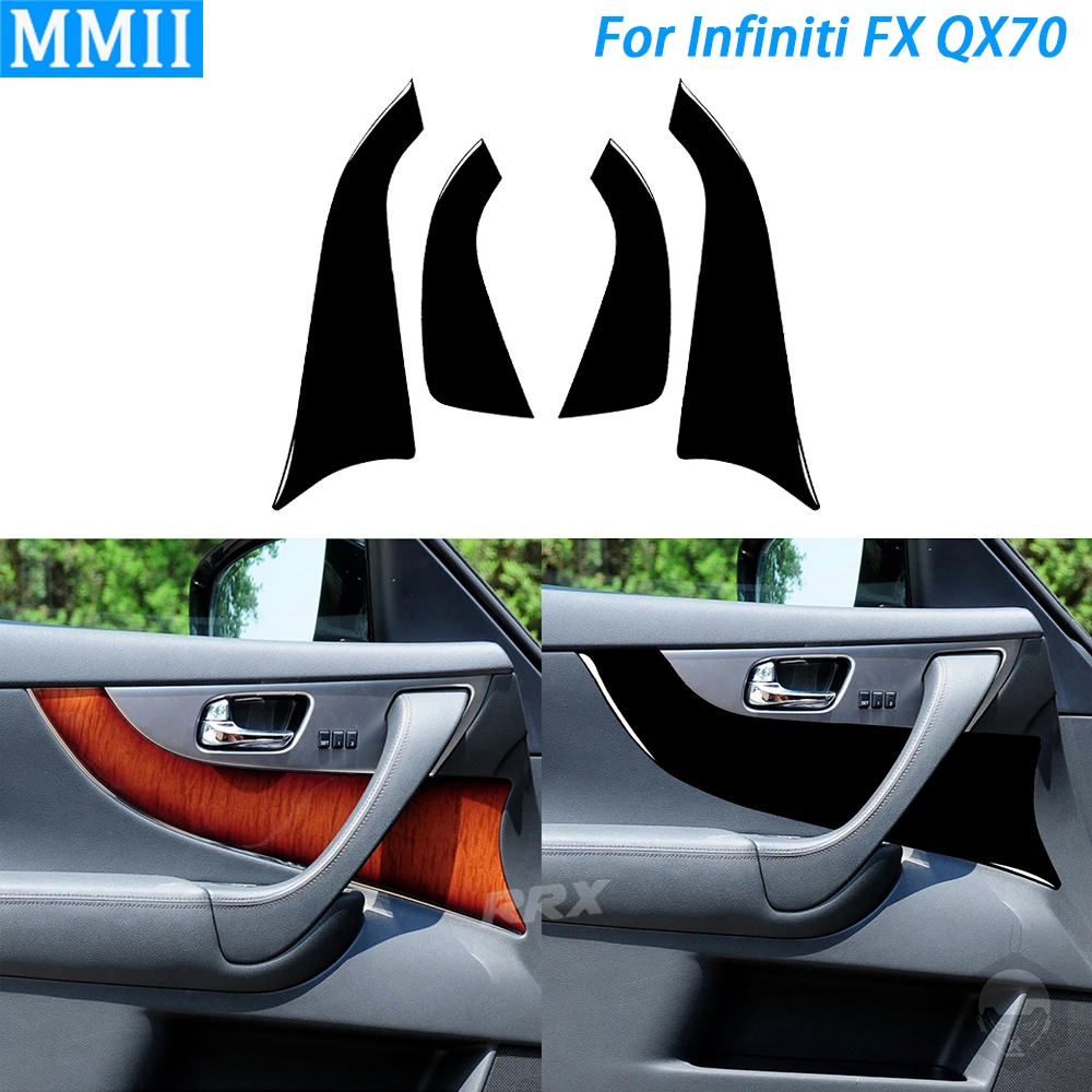 

For Infiniti FX 2009-2013 QX70 14+ Piano Black Door Inner Armrest Panel Trim Cover Car Interior Decoration Accessories Sticker