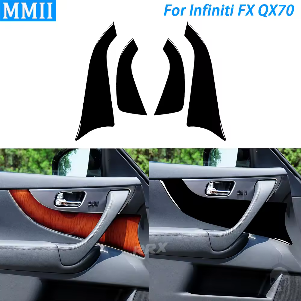 For Infiniti FX 2009-2013 QX70 14+ Piano Black Door Inner Armrest Panel Trim Cover Car Interior Decoration Accessories Sticker
