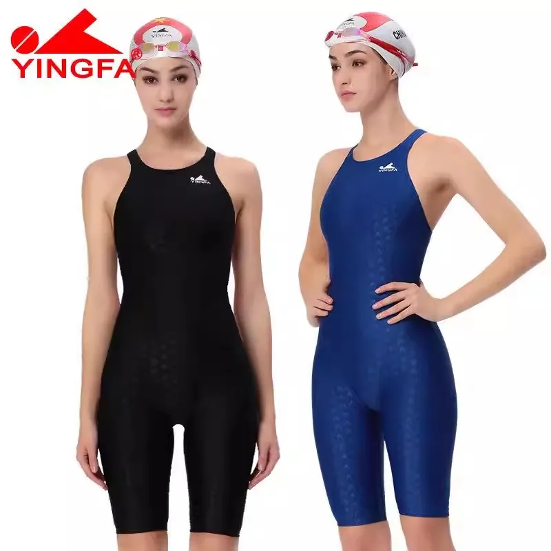 Yingfa-Fina Aprovado Terno De Natação Profissional para Mulheres, Joelho Calças Justas Esportivas, Maiô De Competição, Grils Maiô