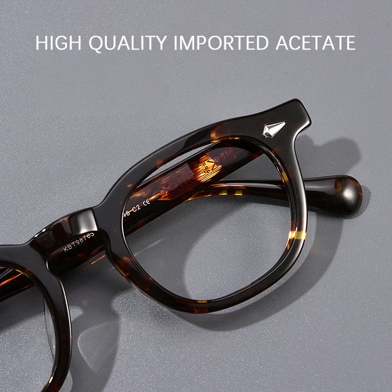 High-Quality Acetate Glasses Frame Men Women Fashionable Retro Square Round Computer Eyeglasses Business Casual Eyeglasses - Image 3