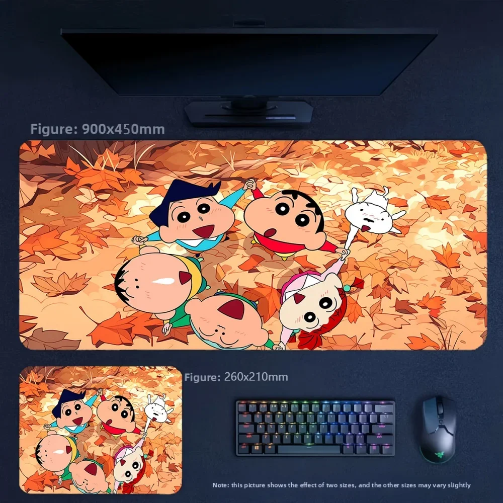 Office High Quality Printed Comfortable Leather Table Mat Animation Crayon Shin-chan and His Friends Leather Non-slip Mouse Pad
