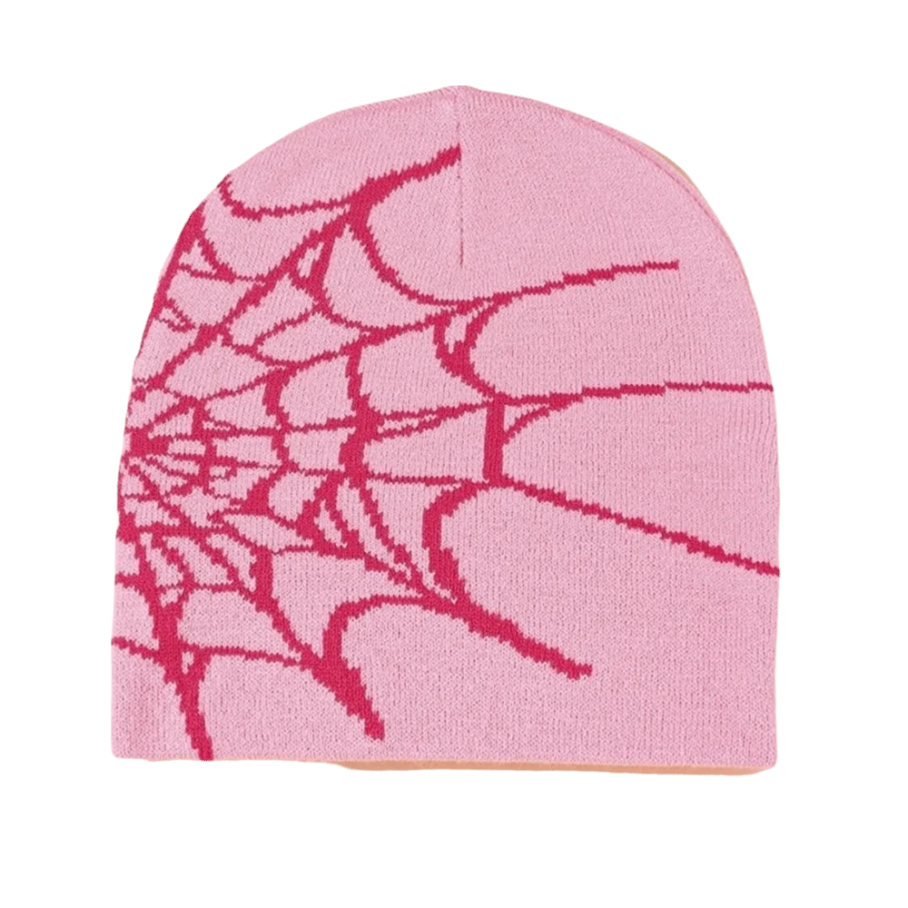 Hip-hop Soft Spider Web Pattern Beanie Caps Warm Street Punk Pullover Hat Stretch Multiple Colors Cuffed Knitted Hat Winter