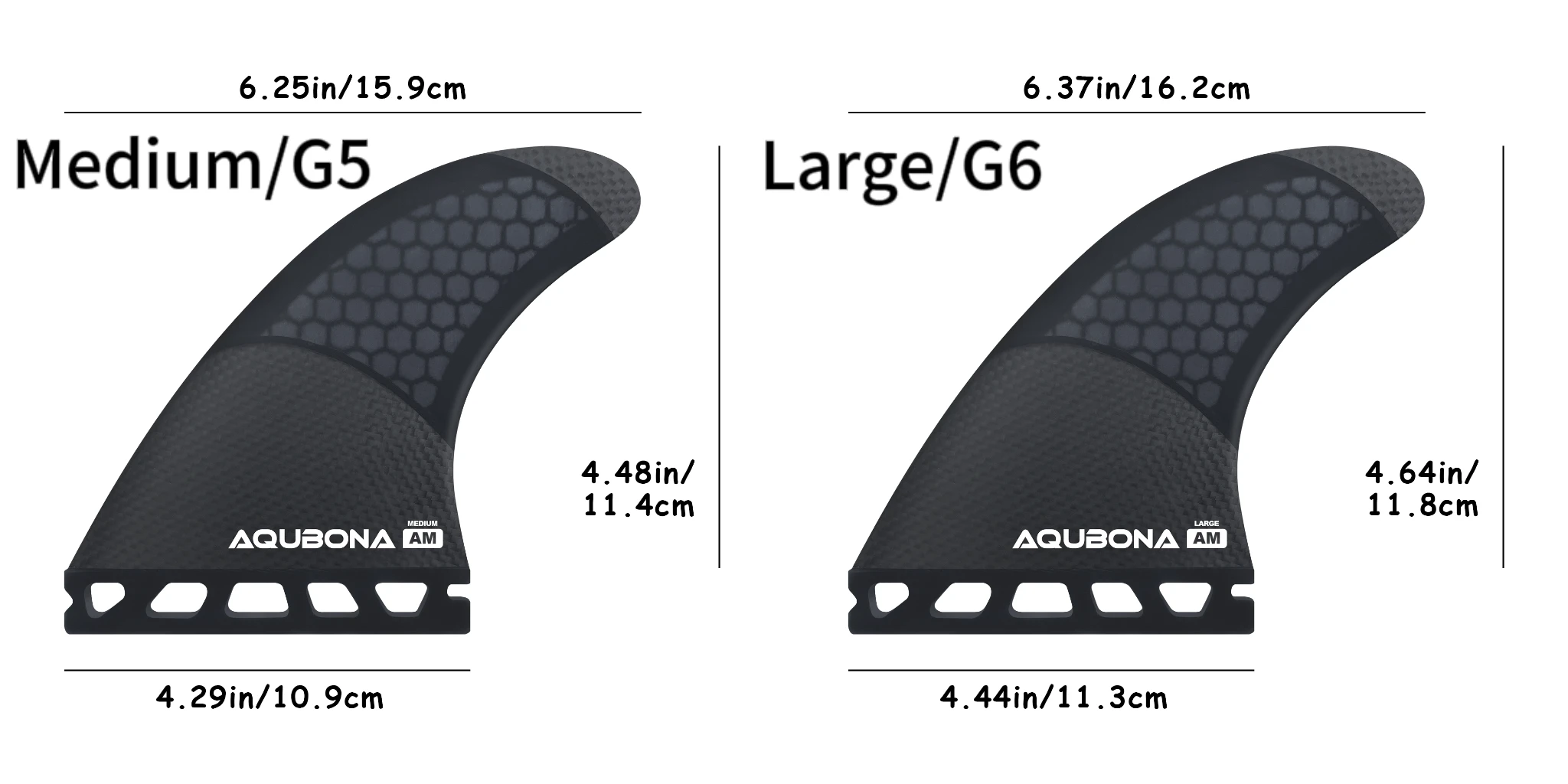 Single/Dual II Tab Surfing Fins - Tri Fins Set Honeycomb Fiberglass & Carbon S/M/L Size - Come with Fin Key Screws and Wax Comb