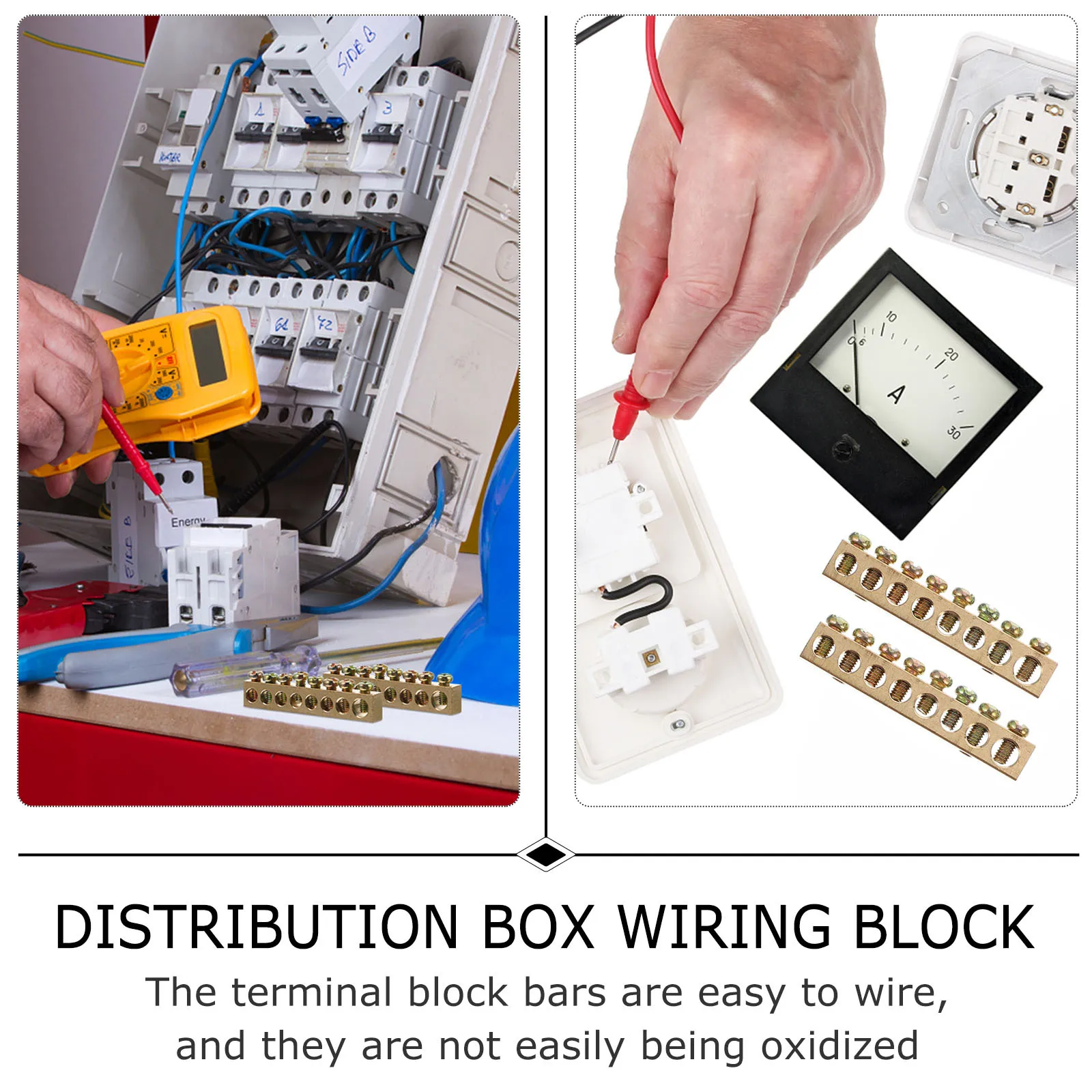 

4Pcs Copper Grounding Bars 8 Hole Distribution Wire Terminals Sturdy Wear-Resistant Easy to Wire Electrical Connecting Block