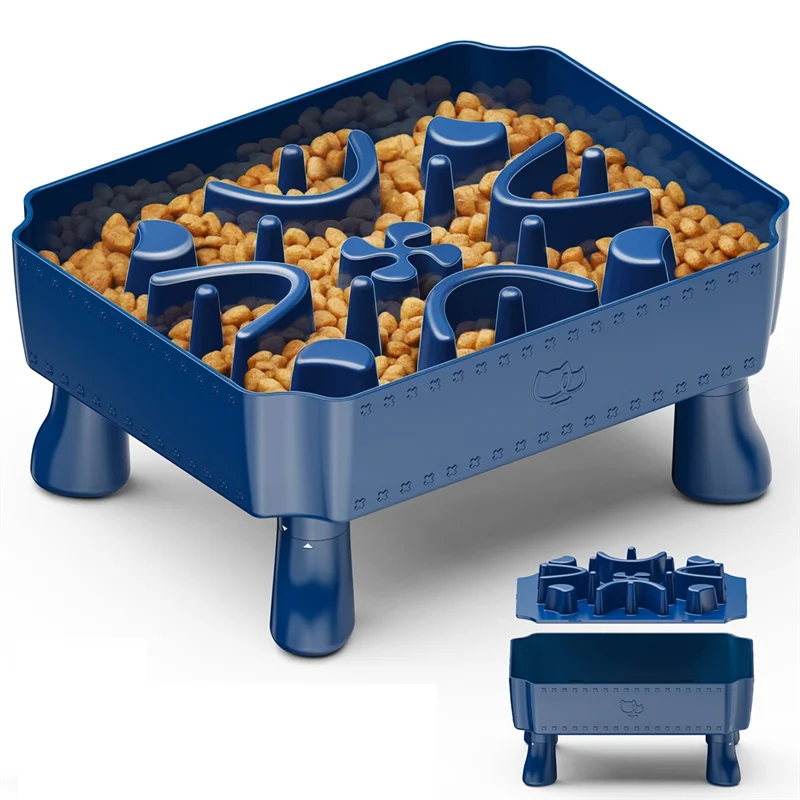 AB43-スローフィーダー犬用ボウル、大型犬用2 in 1犬用パズルスローフィーダー、迷路高架ドッグフードボウル窒息防止