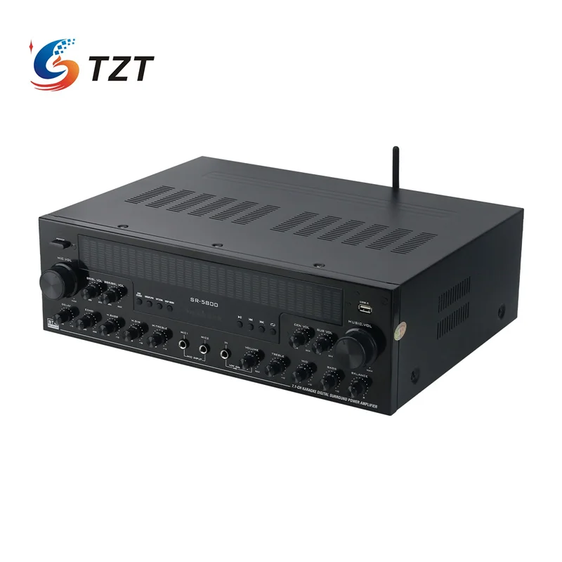 TZT SR-5800 1200W 220V 7.1 Channel Amplifier Bluetooth Amplifier Karaoke Digital Surround Power Amp