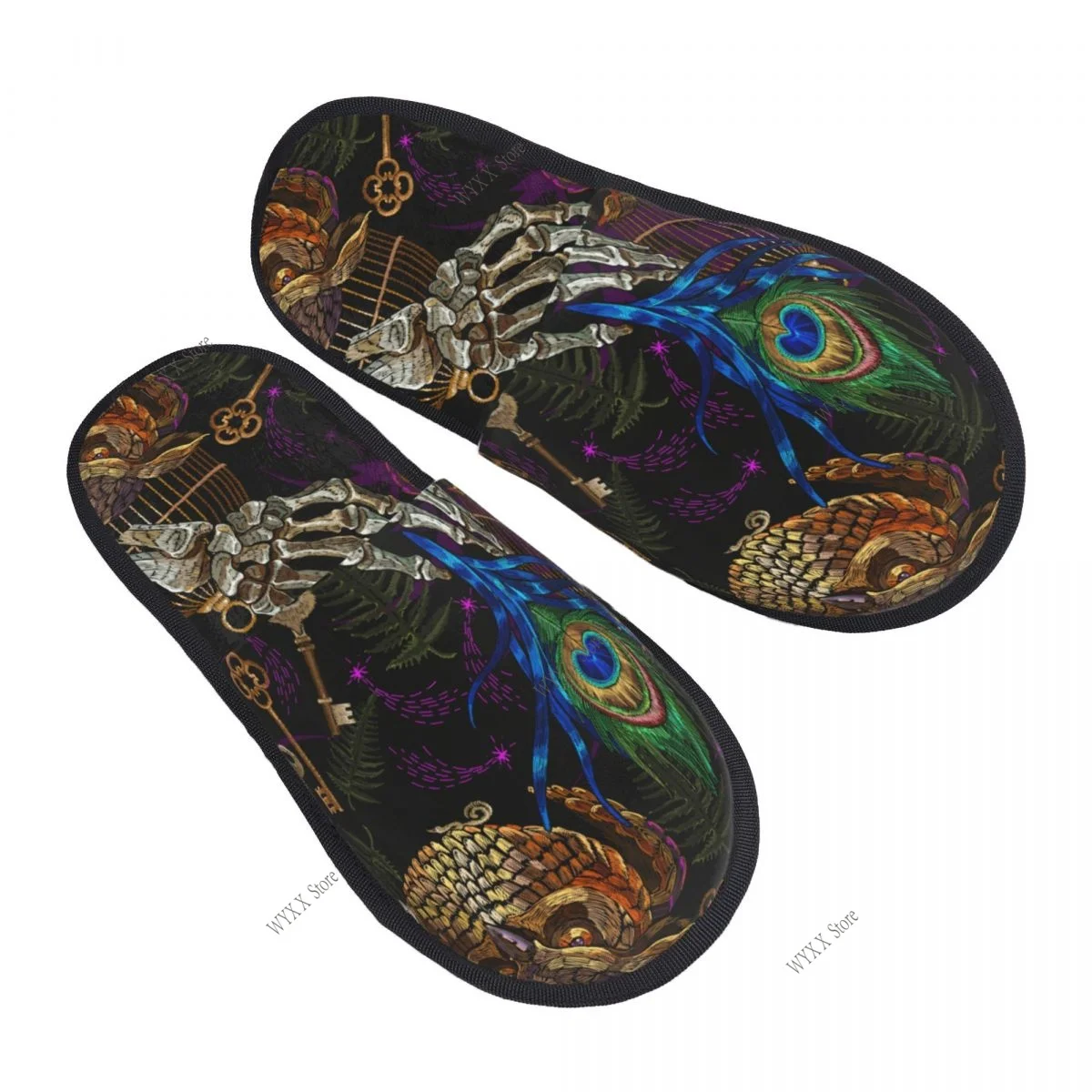 Fur Slipper For Women Men Fashion Fluffy Winter Warm Slippers Skeleton Hands, Magic Owl House Shoes