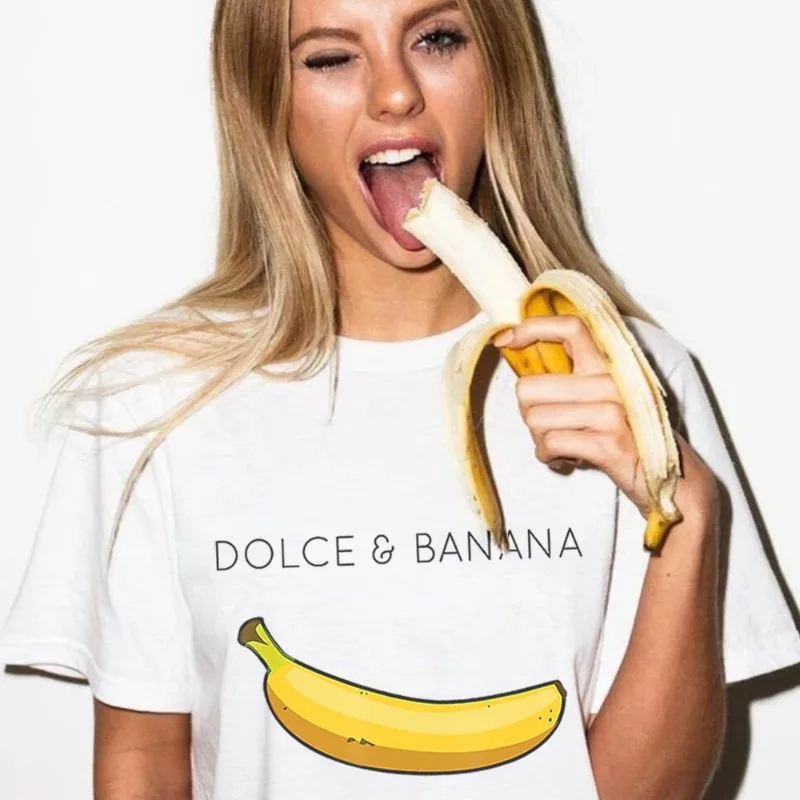 Funny Women T Shirt Dolce&banana Summer Printed Short Sleeve Unisex Fruit Style Tops Graphic Tee Harajuku Ulzzang Tumblr T Shirt