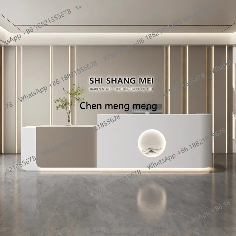 

Cream Style Reception Desk Modern Luxury Clothing Store Company Front Desk Beauty Salon Hotel Office Furniture