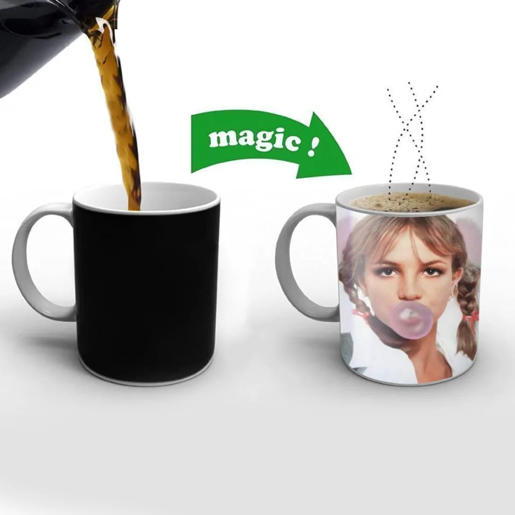 

90s Singer Britney Spears Beautiful New Creative Color Changing Mug Ceramic Coffee Milk Tea Cup Gifts Free shipping