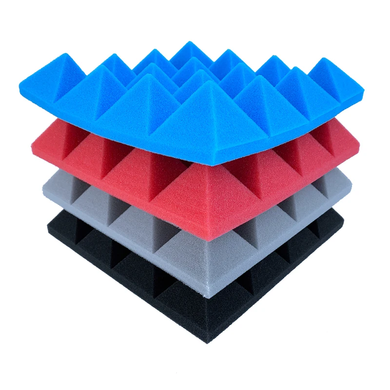 24Pcs 25X25x5cm Studio Acoustic Soundproof Foam Pyramid Noise Insulation Sound Absorption Treatment Panels