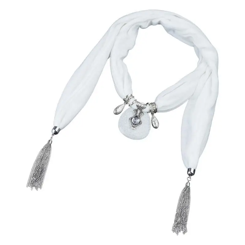 39BD Women Fashion Bohemian Ethnic Jewelry Tassel Water Drop Pendant Scarf Necklace