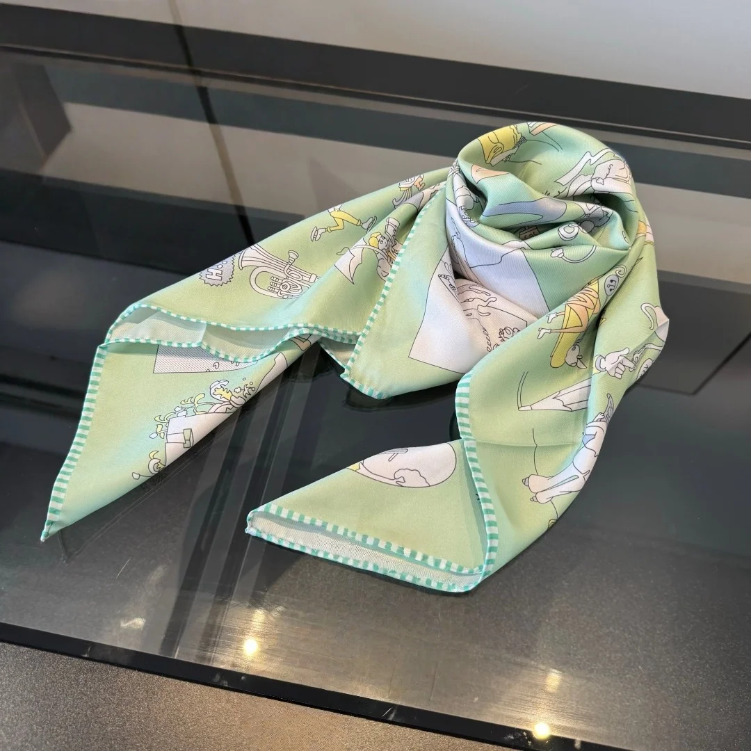 

High-Quality Women Scarves Creative and Versatile Silk Square Scarves and Headscarves Playful Printed Shawls Stylish Accessories
