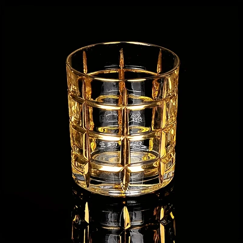Whiskey Glass Gold Line Wine Whisky Glasses Golden Painted Crystal Barware Multi-function Beer Cocktail Home Water Coffee Cup