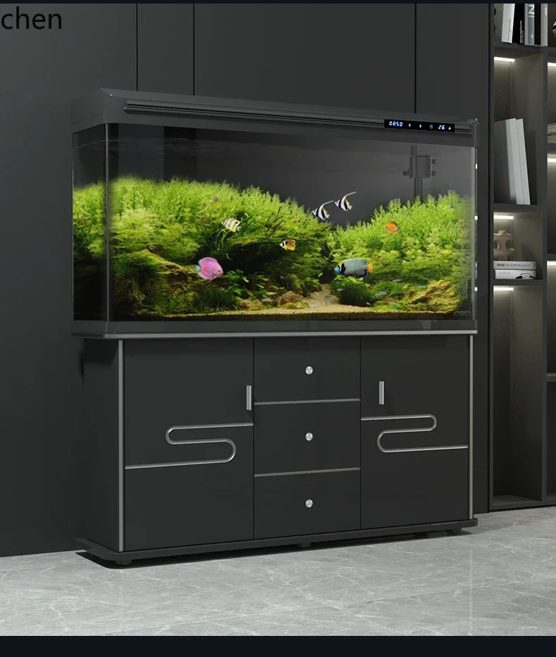 YFY Fish Tank Living Room Large Medium Small Household Floor Cabinet Aquarium Ecological Glass Goldfish Tank