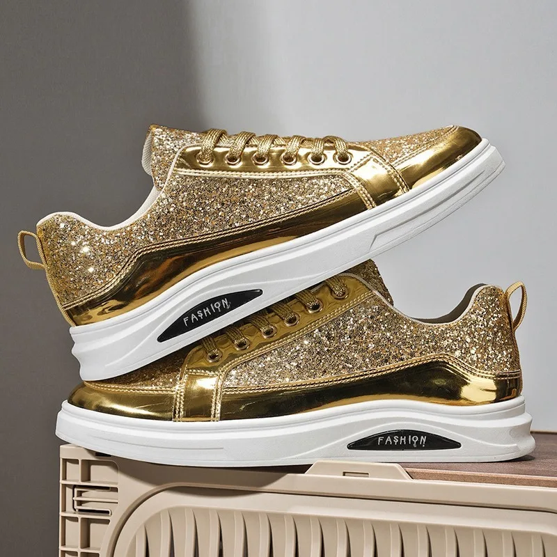 

New Spring and Autumn Personality Sequin Men's Shoes, Trendy Versatile Low-Top Sneakers, Fashionable British Style, Breathable