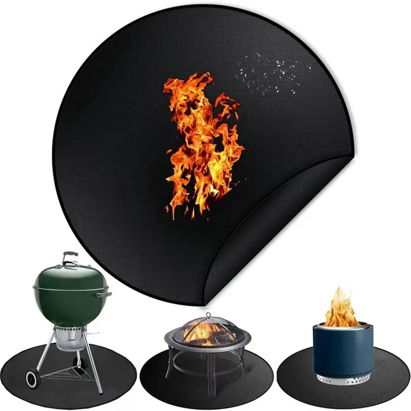 【NEW A39M】 Fire Pit Mat For Solo Stove Bonfire Round Fireproof Solo Stove Mat Round Fire Pit BBQ Mat For Under Grill Mat 14 Inch