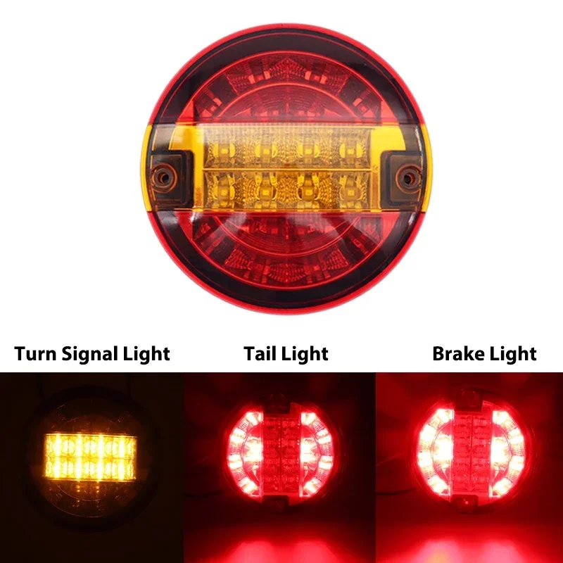 12V/24V 20LED Car Tail Light Rear Brake Light Stop Light Turn Signal Lamp Round Hamburger Lamps  For Car Lorry Truck Van Trailer