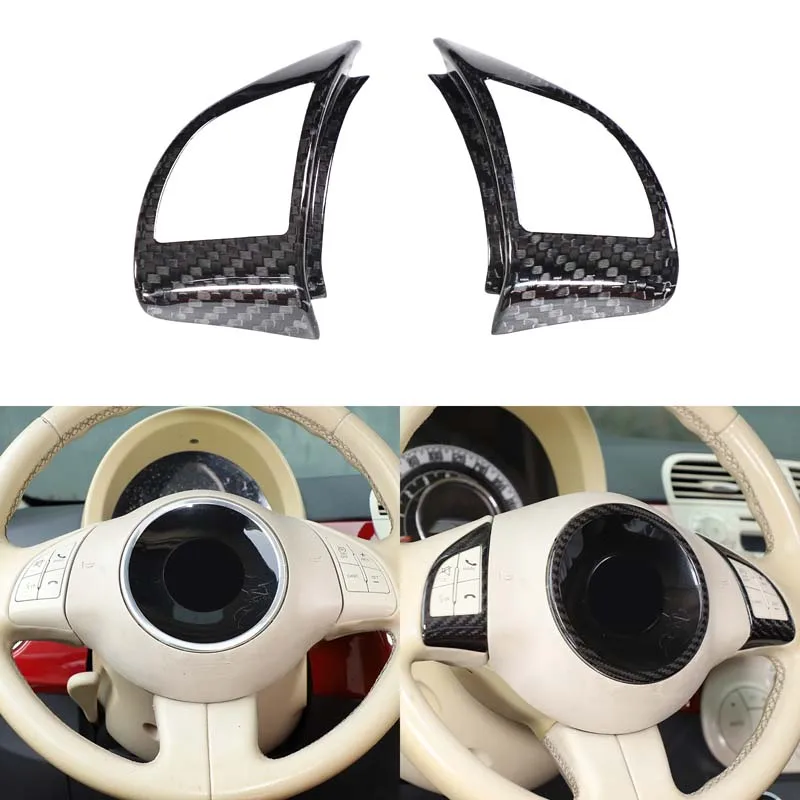 

For 2008-2015 Fiat 500/Abbas Car Steering Wheel Button Decoration Frame True Carbon Fiber Car Modification Accessories