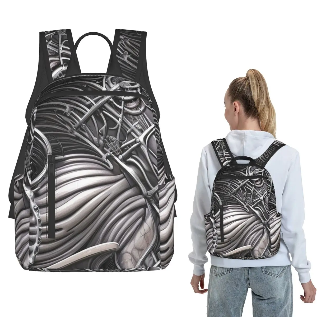 

Biomechanics Backpack Large Capacity Boys Girls BookBag School Bag Shoulder Bags for Men Women