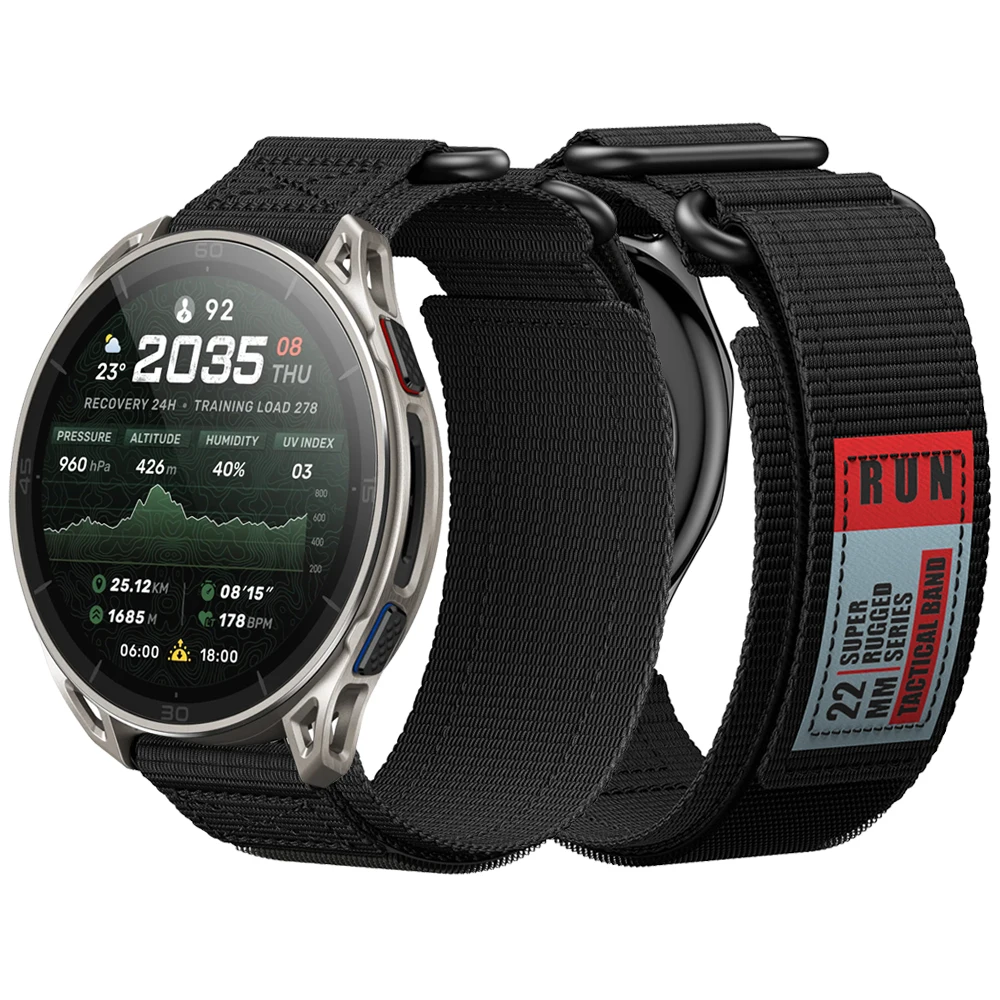 Double Loop Buckle Sports Nylon Strap 22mm For Amazfit Cheetah 2 Ultra Wrist Band For Amazfit Bip Max / Active Max Braided Belt