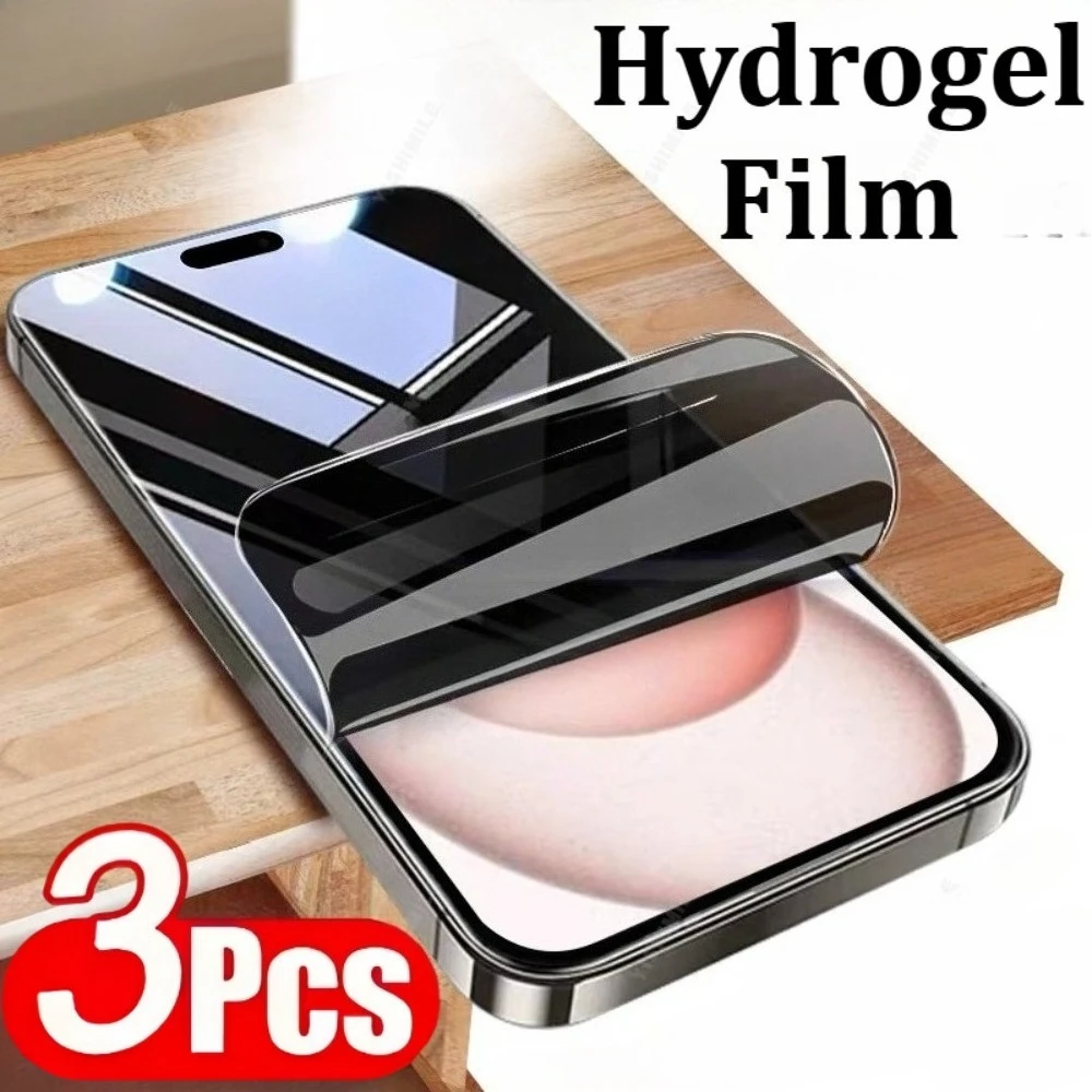 

3Pcs Full Cover Anti Spy Hydrogel Film for iPhone 17 16 15 14 Pro Max Air 17e 16e 13 12 11 Pro Anti-Scratch Screen Protectors