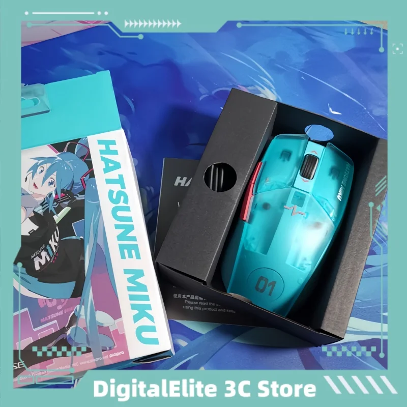 New Moeyu Miku Theme Wireless Mouse Esports Heart Series Lightweight Full Function Rgb Lighting  Commemorative Gift Mouse