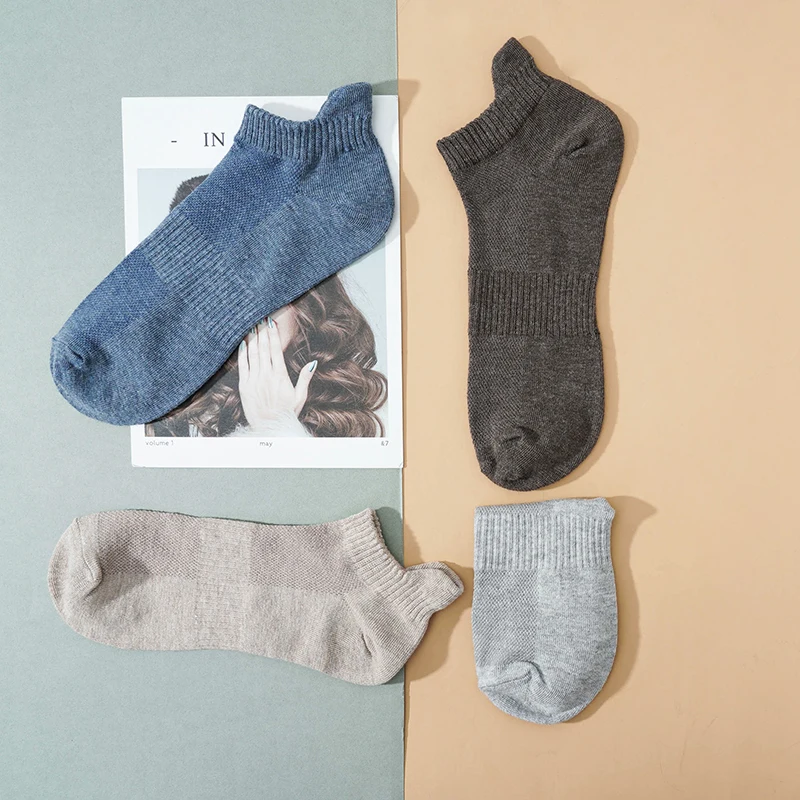

5 Pcs/Lot Spring Autumn Men's Ear Lifting Socks Plus Size Wear Resistant Comfortable Breathable Sports Style Male Ankle Socks