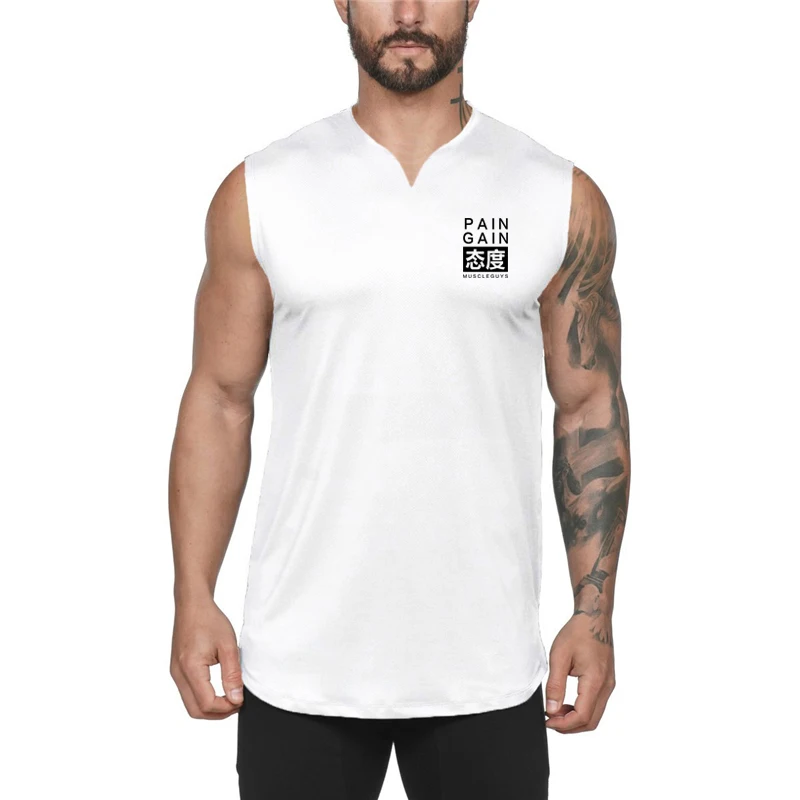 European and American Fitness Men's Tank Tops Sports Casual Wide Shoulder Sleeveless T-shirt Outdoor Running