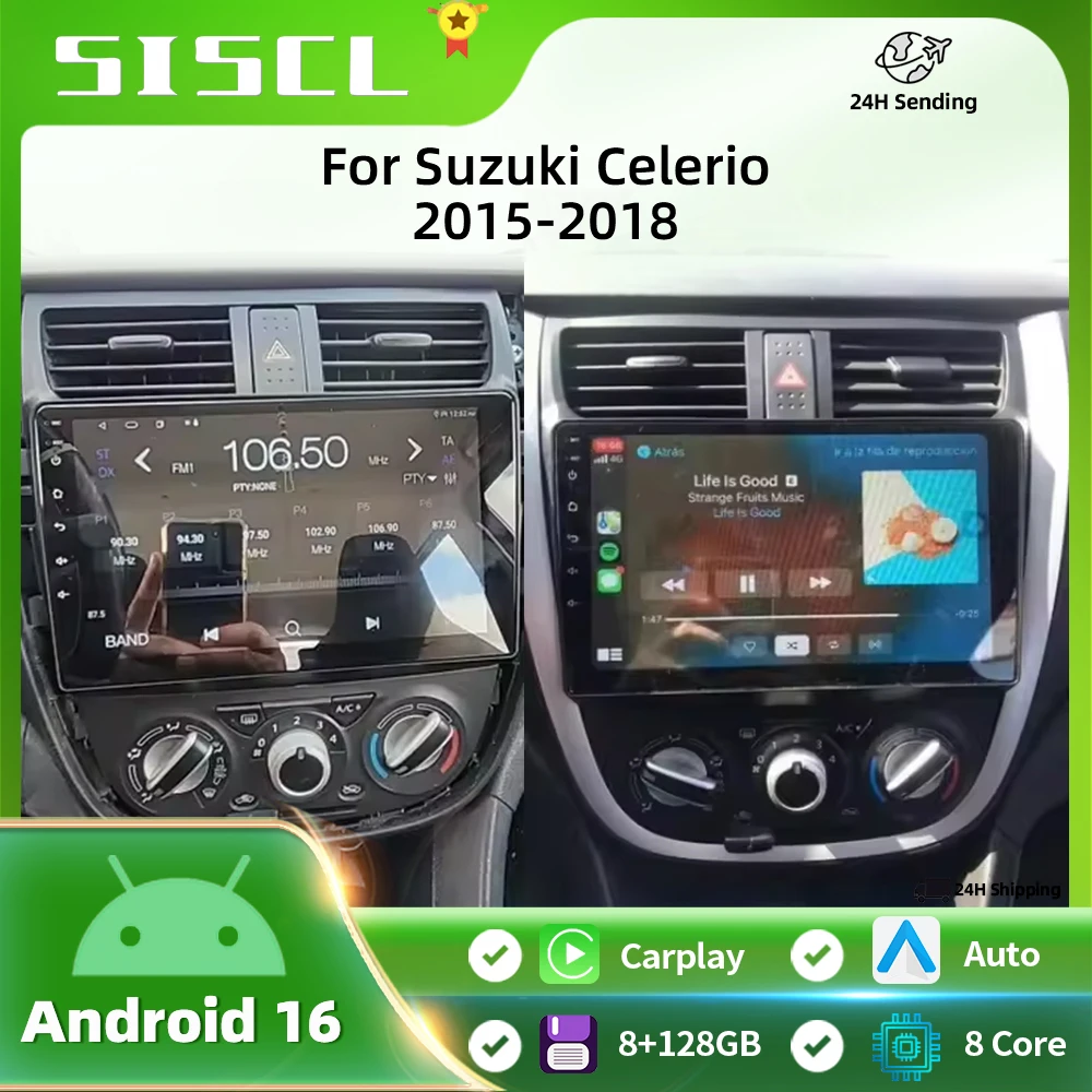 Android 16 For Suzuki Celerio 2015-2018 Car Radio Multimedia Video Player GPS Navigation Stereo Auto Carplay wifi 4G Head Unit
